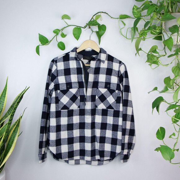 J. Crew Sweaters - J Crew Buffalo Plaid Wool Sweater Zip Pullover